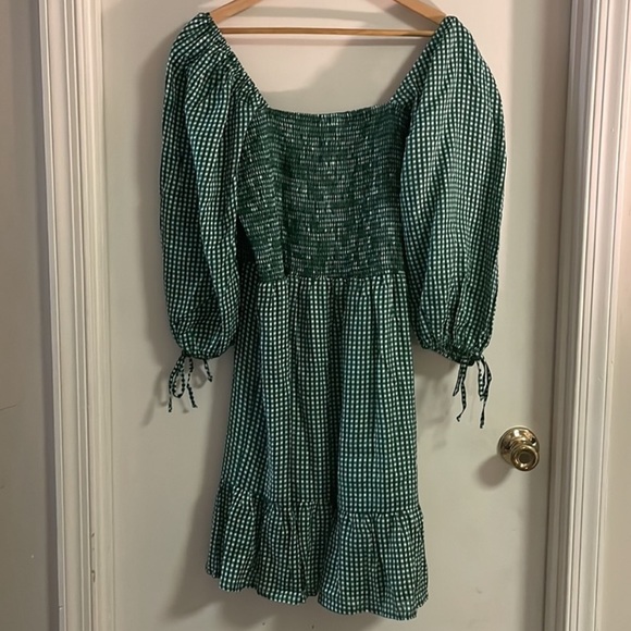 🪀 {PRICE FIRM} Faithfull the Brand Romina Mini Dress — Basil Solene Check Print - Picture 8 of 10